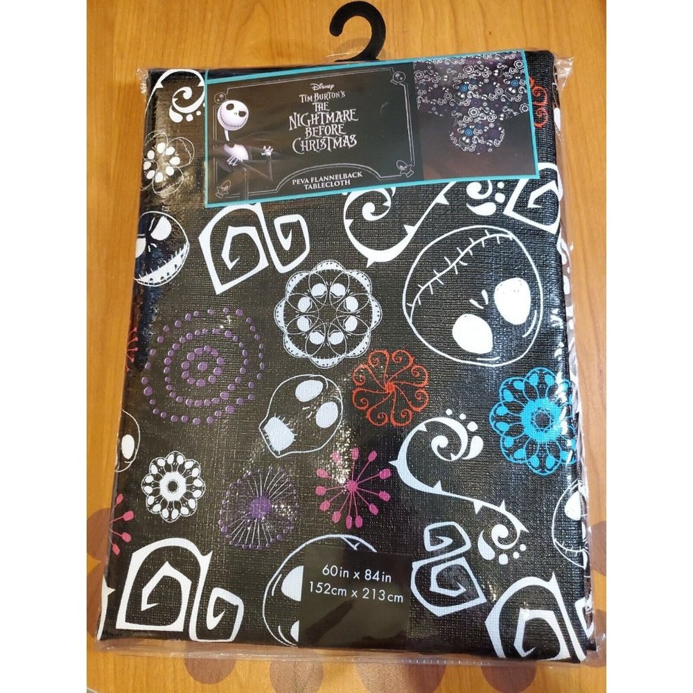 Disney The Nightmare Before Xmas Jack  Peva Flannelback Tablecloth 60"x84"